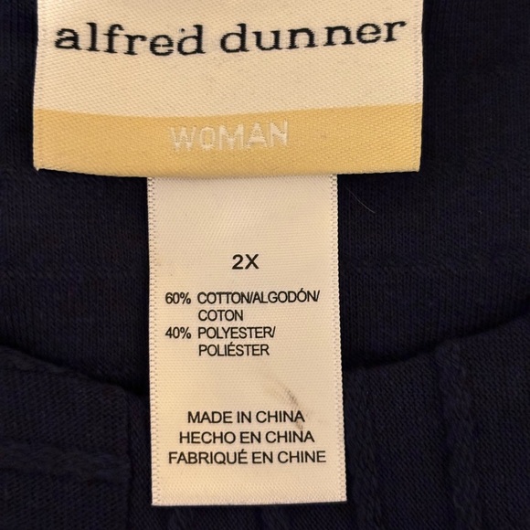 Alfred Dunner Dark Blue Blouse with Side Buttons - Picture 2 of 7